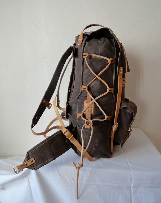 Gatherer - bushcraft pack in wax canvas and leather