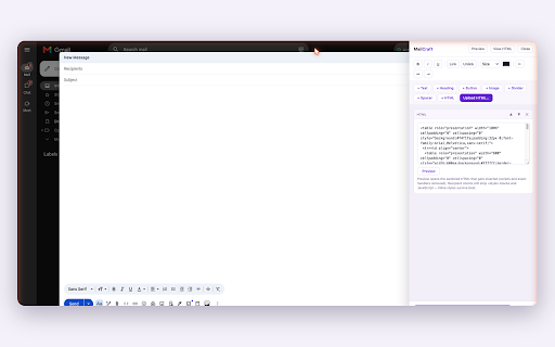 MailCraft: Visual HTML for Gmail screenshot 1