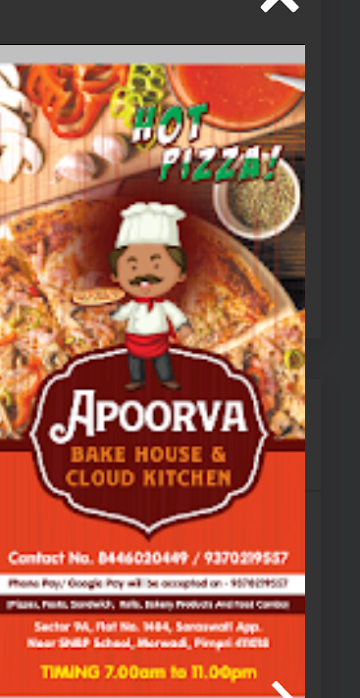 Apoorva Bake House And Cloud Kitchen menu 