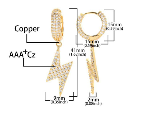 Title 1, Hip Hop Circle Lightning Eardrops with Micro In...