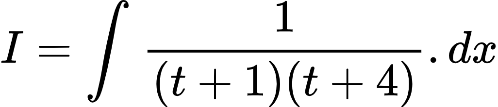{"code":"\\begin{align*}\n{I}&={\\int_{}^{}\\frac{1}{\\left(t+1\\right)\\left(t+4\\right)}.dx}\t\n\\end{align*}","id":"2-0-0-0-0-0-0-0-0-0-0-0-0-0-0-0-0-1-1-0-0-1-0-1-1-1-1-1","font":{"color":"#000000","family":"Arial","size":10},"type":"align*","ts":1602844090372,"cs":"5cUHULpl9IwHUTYj6xKq0w==","size":{"width":170,"height":36}}