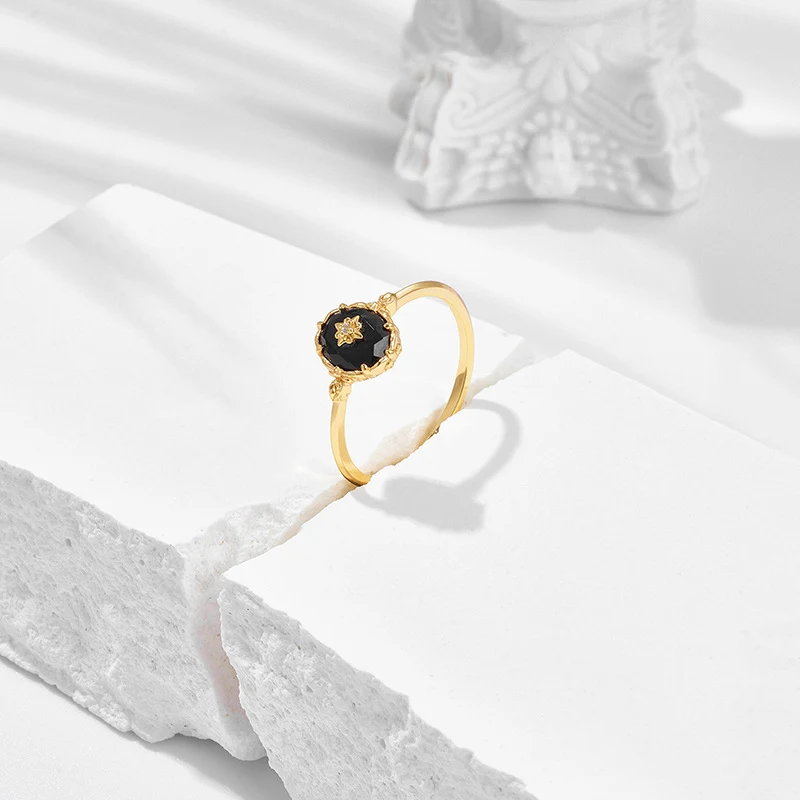 Retro Denier Zwarte Agaat Ringen, Hangers & Sets