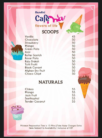 Nandini Cafe Moo menu 