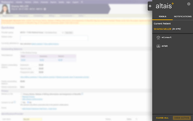 Altais for Athena Health chrome extension