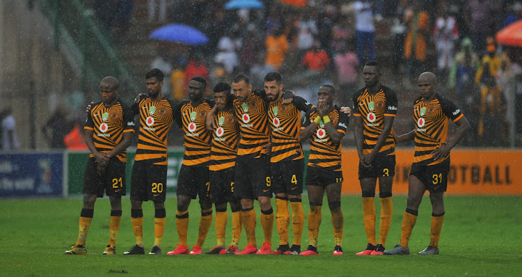 Kaizer Chiefs players dejected after losing on penalties during the 2020 Nedbank Cup Last 16 match between Highlands Park and Kaizer Chiefs on 22 February 2020 at Makhulong Stadium, Tembisa.