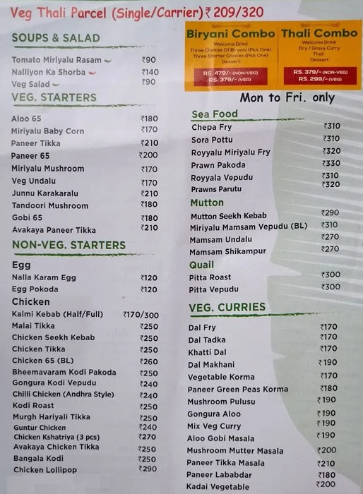 Spice Kitchen menu 