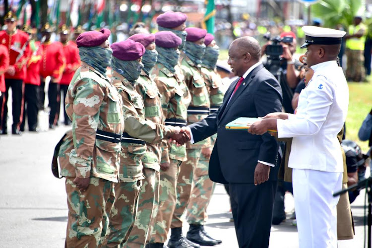 President Cyril Ramaphosa thanked soldiers for their service.