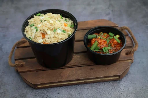 Paneer 65 Bowl+ Veg Hakka Noodles Or Veg Fried Rice + Dessert