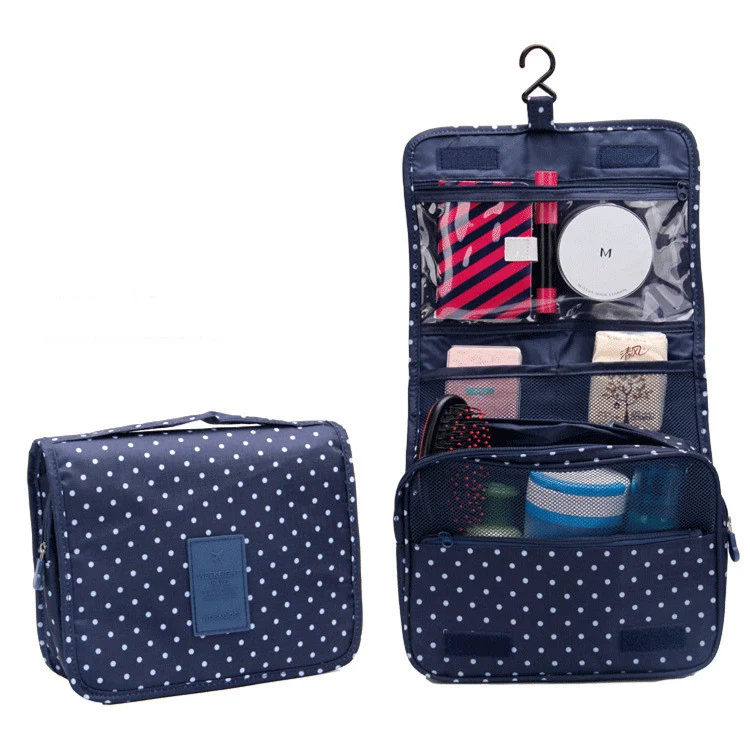 Trousse de rangement suspendue avec crochet, voyage coloré, parfait pour organiser vos articles de toilette et cosmétiques, gain de place.