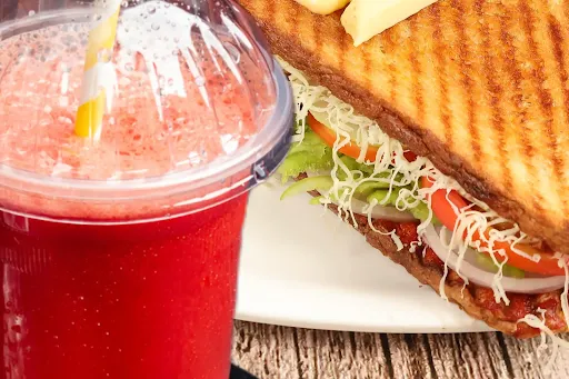 Veg Cheese Grilled Sandwich With Watermelon Juice