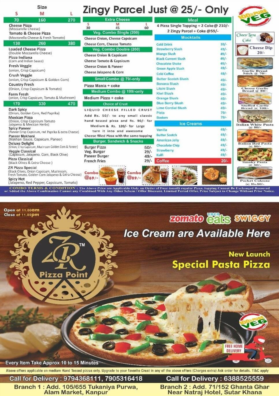 Z R Pizza Point Food Menu 1