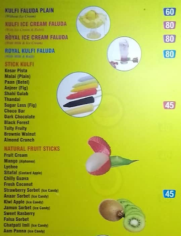 Kings Kulfi menu 
