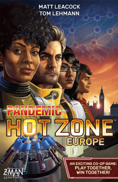 Pandemic: Hot Zone – Europe, Z-Man Games, 2021 — front cover (image provided by the publisher)