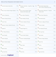 Sun Shawarma And Kabab Corner menu 1