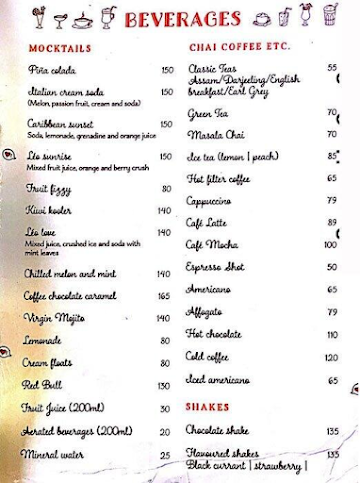 The Leo Cafe menu 