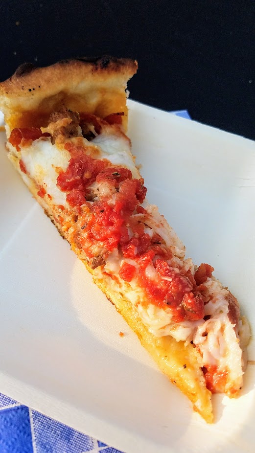 Via Chicago deep dish pizza - Meaty pizza with Isemio's sausage, pepperoni and giardinara peppers