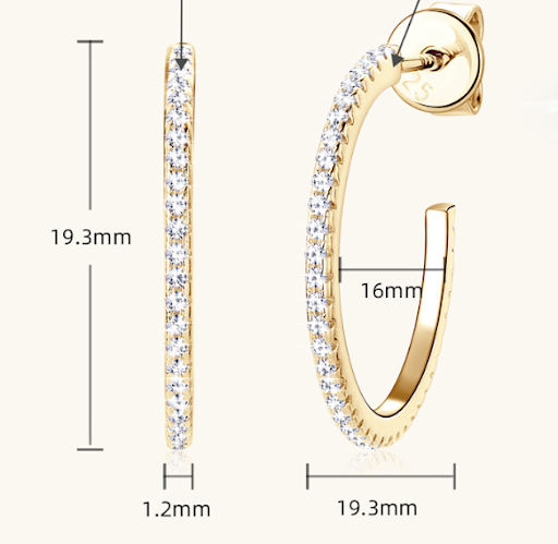 Title 1, Womens Half-Open Moissanite Earrings in a Stra...