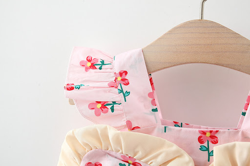 Title 7, Girls Dress Suspenders Flounced Sleeve Printing...