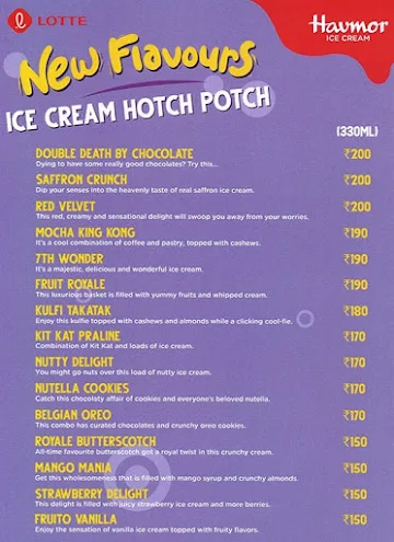 Havmor Ice Cream menu 