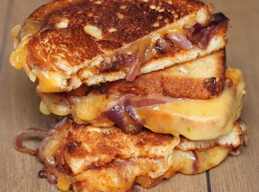 Yummy Bacon, Grilled Onio, BBQ  Grilled Cheese Sandwich