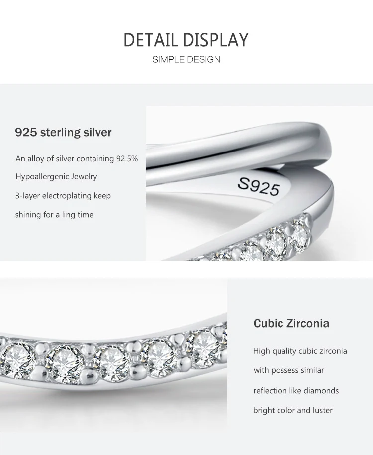 Anel feminino em prata esterlina S925 com design simples de camada dupla, elegante e perfeito para uso diário, joia para mulheres.