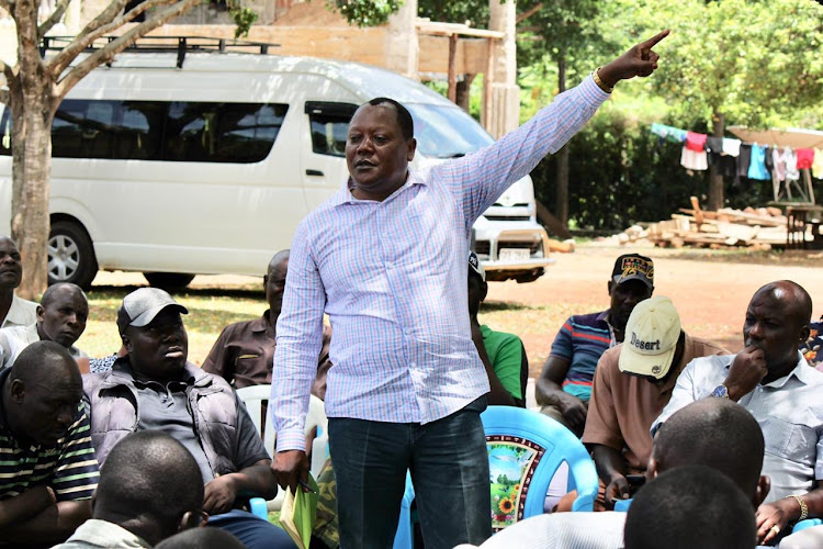 Budalangi MP Raphael Wanjala during a consultative meeting with Bunyala fishermen on February 15, 2020