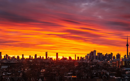 City Skyscrapers at Sunset