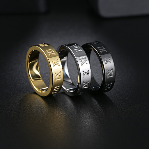 Title 7, Roman Digital Ring Titanium Steel. Receive noti...