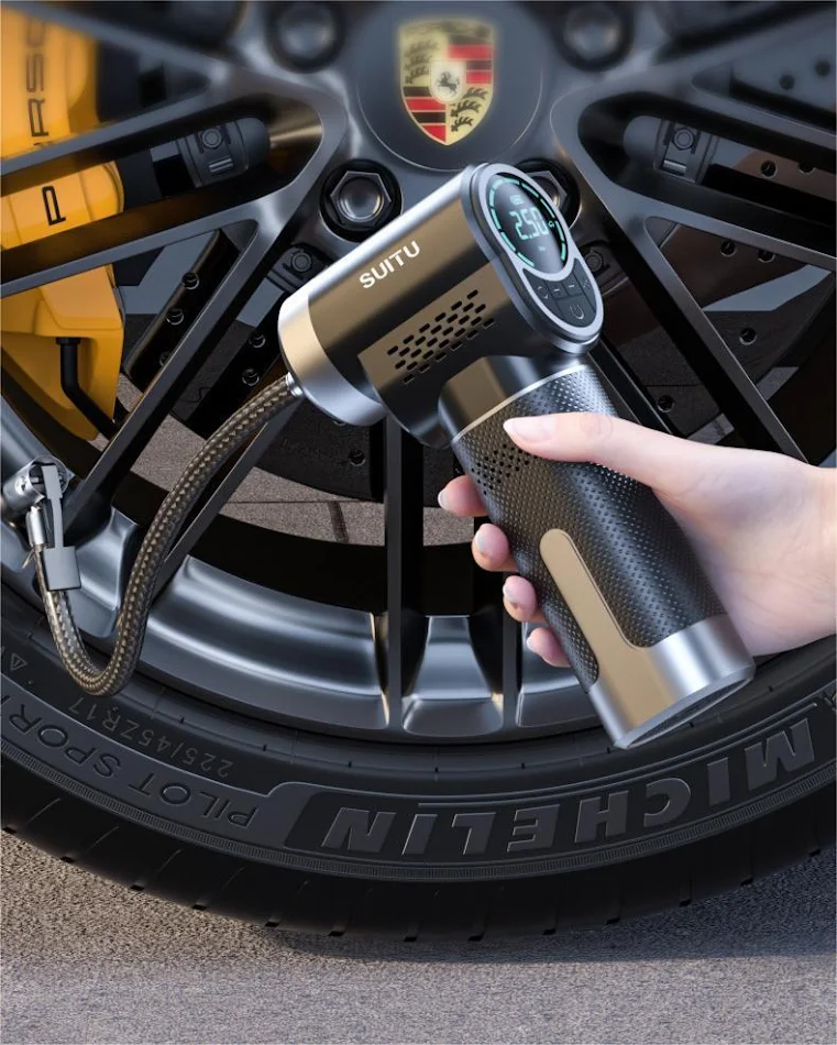 Inflador de neumáticos portátil eléctrico inalámbrico automático de alta presión recargable para coches y más.