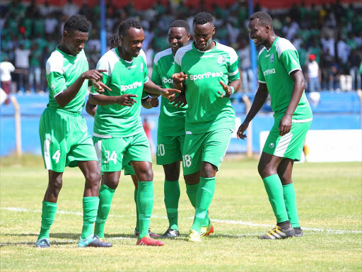 Gor Mahia players celebrating during a recent match.