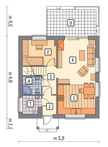 Dom na rozstaju - wariant II - C214b - Rzut parteru