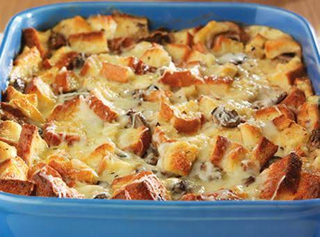 Cheesy Mushroom Bread Pudding Casserole_image