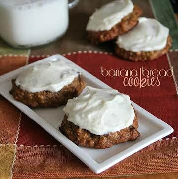 BANANA BREAD COOKIES WITH MAPLE CREAM CHEESE FROSTING