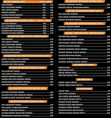 Momos and tandoor kitchen menu 