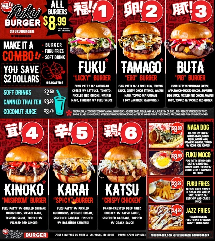 Fukuburger Buffalo gluten-free menu