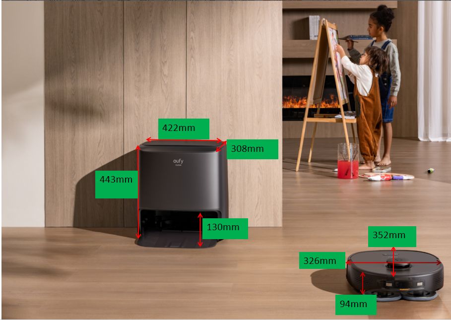 Dimensions of the X9 Pro and its Auto-Clean Station