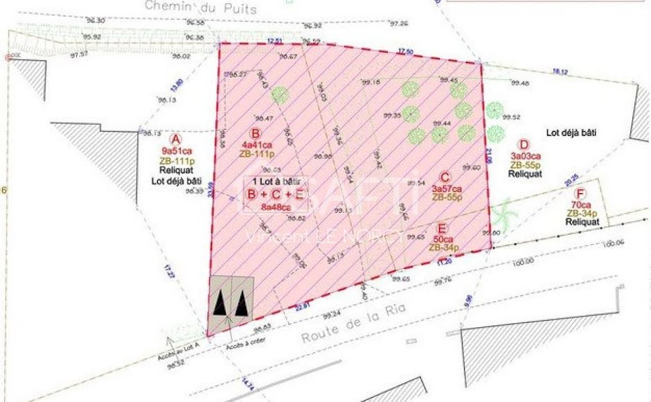 Vente terrain  848 m² à Locoal-Mendon (56550), 199 980 €