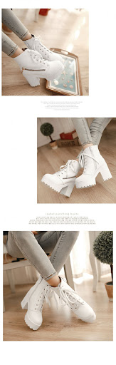 Title 15, High-heeled British retro Martin boots for wome...