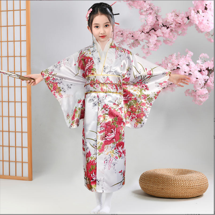 Kimono Enfant Traditionnel Costume Performance Peignoir Chemise de Nuit Confortable et Doux Idéal pour Jeux et Détente à la Maison