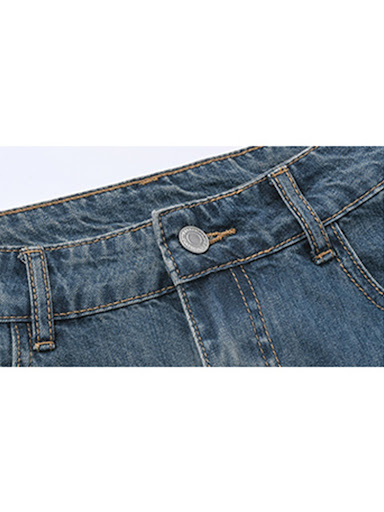 Title 5, Spring Retro High Waist Women Irregular Denim S...