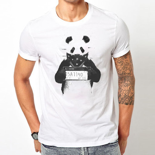 Title 3, White summer panda print T-shirt