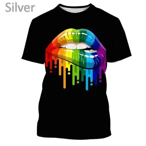 T-shirt 3D Arc-en-ciel Homme et Femme Oversize Manches Courtes Chemise Décontractée Mode Tops Tendance Design