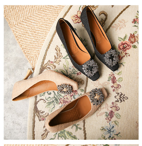 Title 10, Metal Square Button Square Head High Heels for ...