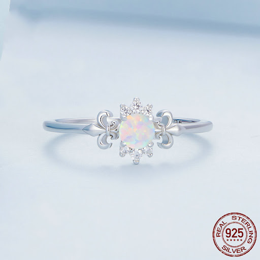 Title 4, Sterling Silver S925 Oper Ring with White Gold ...