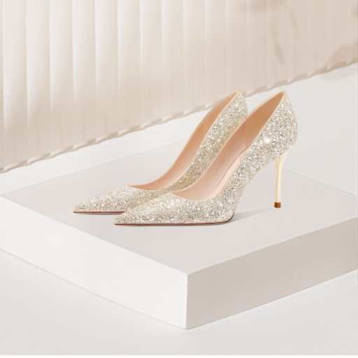 Title 6, French Champagne Gold Wedding Shoes Womens New...