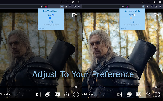 Dim Visual Media chrome extension