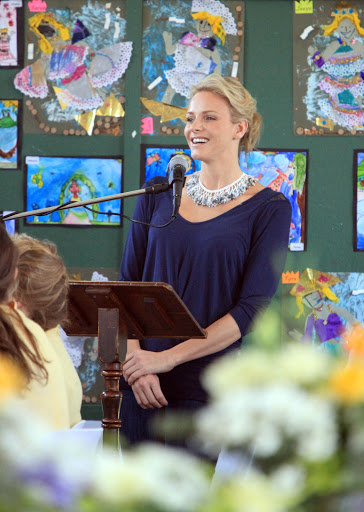 Princess Charlene of Monaco at a charity breakfast at St John's Diocesan School for Girls in Pietermaritzburg in February. She will co-patron 10 charities with Archbishop Desmond Tutu.