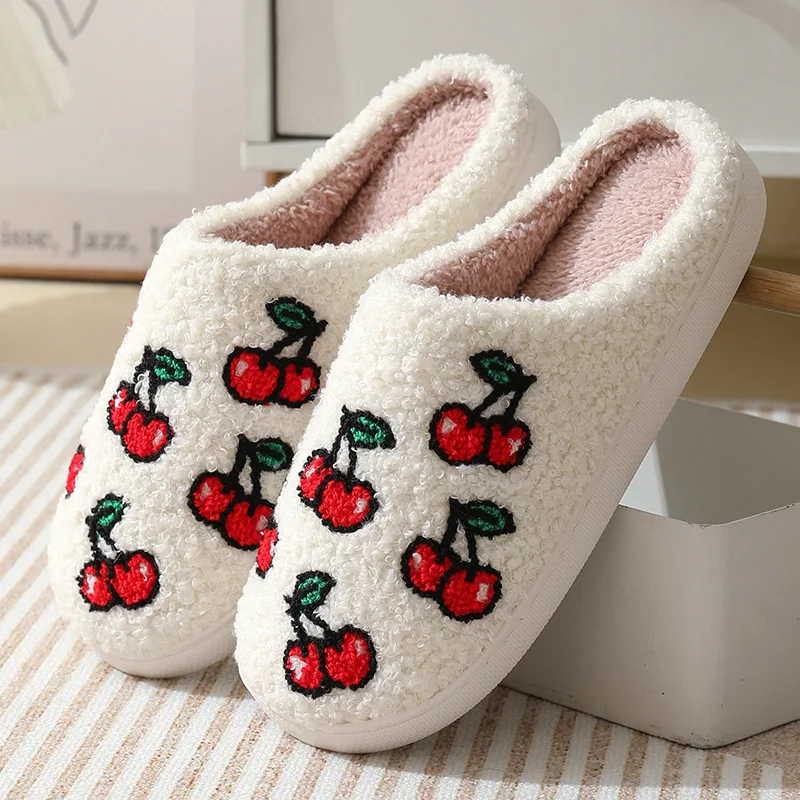 Comfortable Home Cute Cartoon Strawberry Winter Cotton Slippers. Keep your feet warm and cozy at home with these adorabl