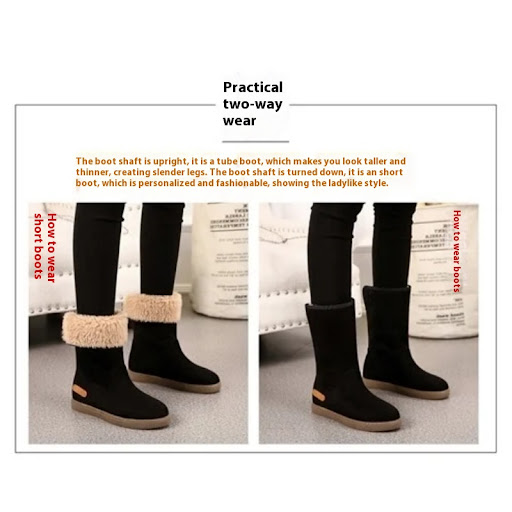 Title 10, Womens Non-slip Platform Winter Flat Boots wit...