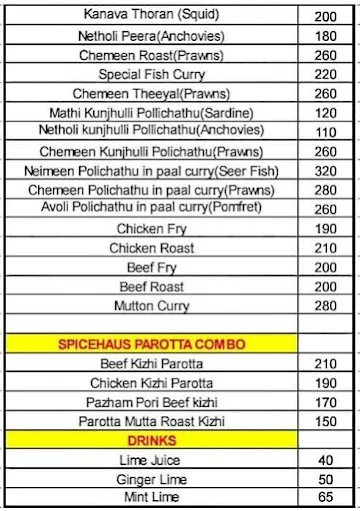 Spicehaus By Kaffeehaus menu 